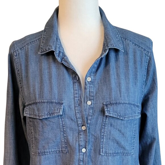 Old Navy LS Popover 100% Cotton Denim Chambray Shirtdress - Picture 2 of 14